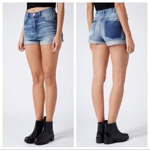 TOPSHOP Moto Rosa High Rise Cuffed Jean Shorts